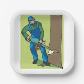 Bosbouwwerkers Papieren Bordje (Voorkant)