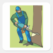 Bosbouwwerkers Vierkante Sticker (Voorkant)