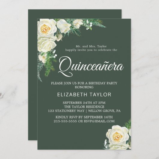 Boschtgroen Jager Groene Quinceañera Kaart (Voorkant / Achterkant)