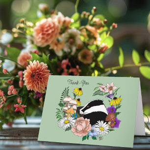 Bosdas Wildbloemen Paddenstoelen Salie Groen Bedankkaart
