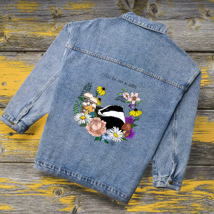 Bosdas Wildbloemen Paddenstoelen Salie Groen Denim Jacket