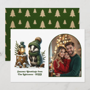 Bosdasbadger Knus Bos Kerstmis Magie Foto Feestdagenkaart