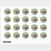 Bosdasje Wilde Bloemen Paddenstoelen Salie Groen Ronde Sticker (Vel)