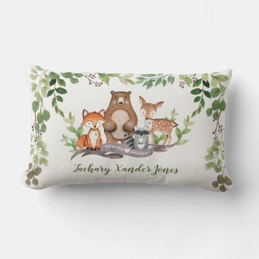 Bosdier Baby Dieren Groene Nursery Decoratie Kussen (Voorkant)