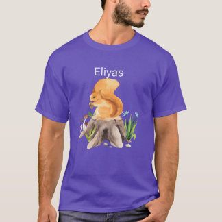 Bosdier eekhoorn met naam Eliyas retro T-shirt