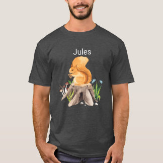 Bosdier eekhoorn met naam Jules vintage T-shirt