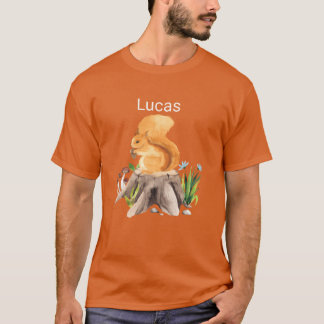 Bosdier eekhoorn met naam Lucas vriend T-shirt