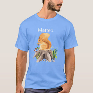 Bosdier eekhoorn met naam Matteo vrienden T-shirt