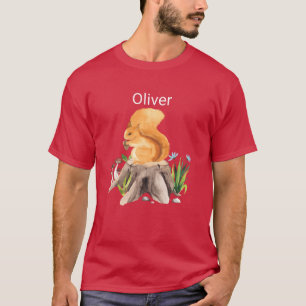 Bosdier eekhoorn met naam Oliver cadeau T-shirt