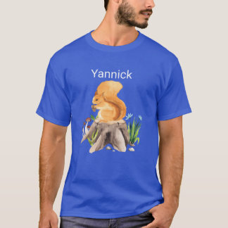Bosdier eekhoorn met naam Yannick cadeau T-shirt