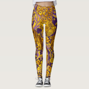 BOSDIER, FOX, PEACOCK, HARE GOUDE PAARSE STROOM LEGGINGS