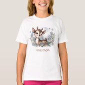 Bosdier schattig hert blauw waterverf winter t-shirt (Voorkant)