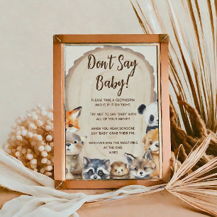 Bosdier thema zeg geen baby spelposter poster