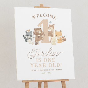 Bosdieren 1e Verjaardagsfeest Welkomstbord Poster