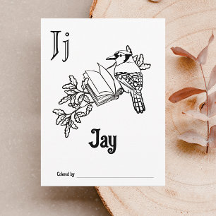 Bosdieren ABC Kleurend Baby shower Activiteit Briefkaart