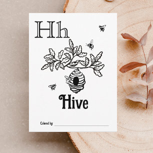 Bosdieren ABC Kleurend Baby shower Activiteit Briefkaart