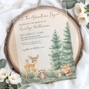 Bosdieren Avontuur Baby Shower Acryl Uitnodigingen