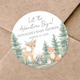 Bosdieren Avontuur Baby Shower Ronde Sticker