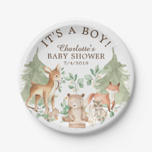 Bosdieren Baby shower 7" Bord