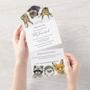 Bosdieren Baby Shower All In One Uitnodiging