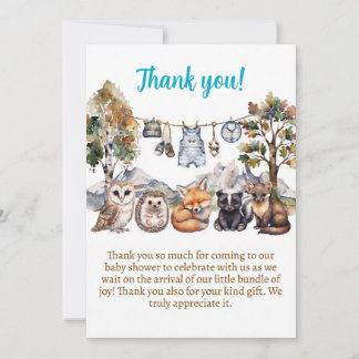 Bosdieren baby shower bedankkaart kaart