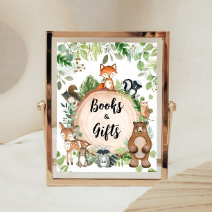Bosdieren Baby Shower Boeken en Cadeaus Bord Poster