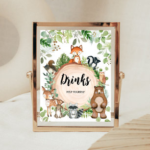 Bosdieren Baby Shower Dranken Bord Poster
