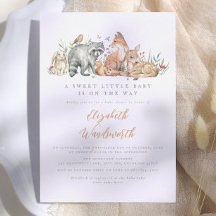 Bosdieren Baby Shower in Vintage Stijl Kaart