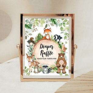 Bosdieren Baby Shower Luier Raffle Bord Poster