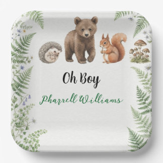 Bosdieren baby shower papieren bordje