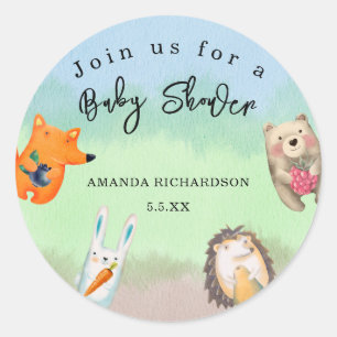 Bosdieren Baby Shower Ronde Sticker