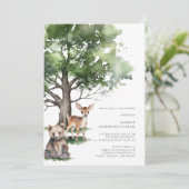 Bosdieren baby shower uitnodiging (Staand voorkant)