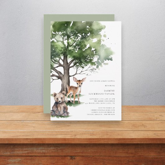 Bosdieren baby shower uitnodiging