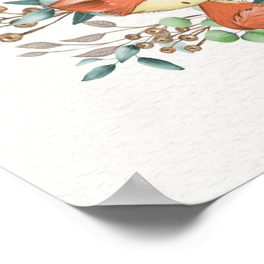 Bosdieren Baby Shower Verjaardagsachtergrond Poster (Hoek)