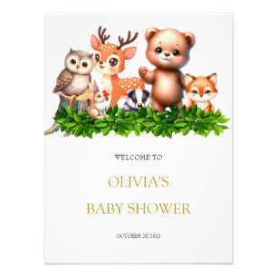 Bosdieren baby shower welkomstbord foto afdruk