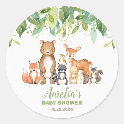 Bosdieren Baby showers Bosneutrale gunst Ronde Sticker (Voorkant)