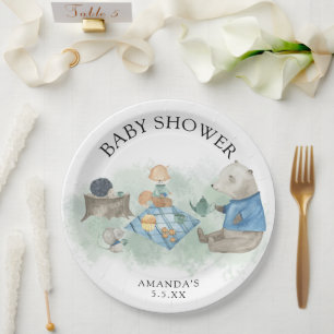 Bosdieren - babyshower papieren bordje