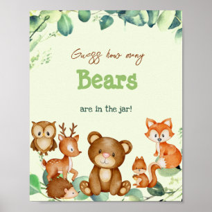 Bosdieren Beer Groene planten Eucalyptus Spel Poster