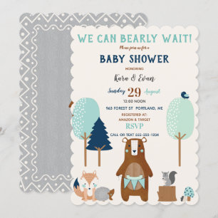 Bosdieren Beer Rustiek Blauw Bruin Kaart