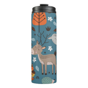 Bosdieren, blauw, Scandinavische stijl Thermosbeker