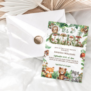 Bosdieren Bloemenkind Baby Shower Kaart