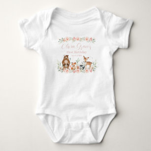 Bosdieren Blush Bloemen 1e Verjaardag Outfit  Romper