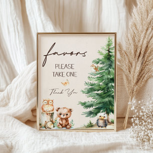 Bosdieren Boho Baby Shower Favoren Bord Poster