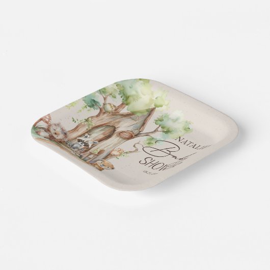 Bosdieren Boho Baby shower Papieren Bordje (Gebogen)