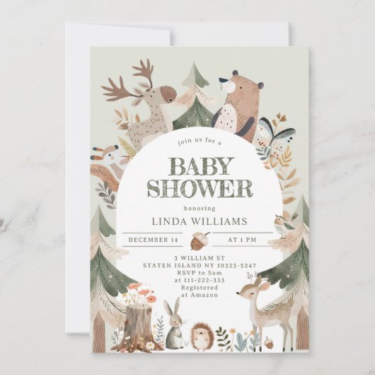 Bosdieren Boog Baby shower Kaart (Voorkant)