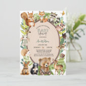 bosdieren bos houten plak baby shower kaart (Staand voorkant)