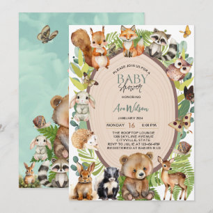 bosdieren bos houten plak baby shower kaart