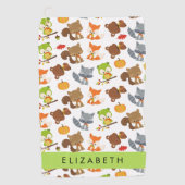 Bosdieren, bosdieren, Jouw naam Golfhanddoek (Voorkant)
