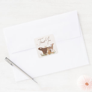 Bosdieren Bosvrienden Baby Shower Bedankt Vierkante Sticker