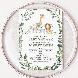 Bosdieren Botanische Baby Shower Kaart